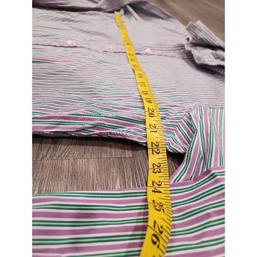 Polo Ralph Lauren Striped‎ Classic Fit Button Down Shirt Purple Green 15 1/2